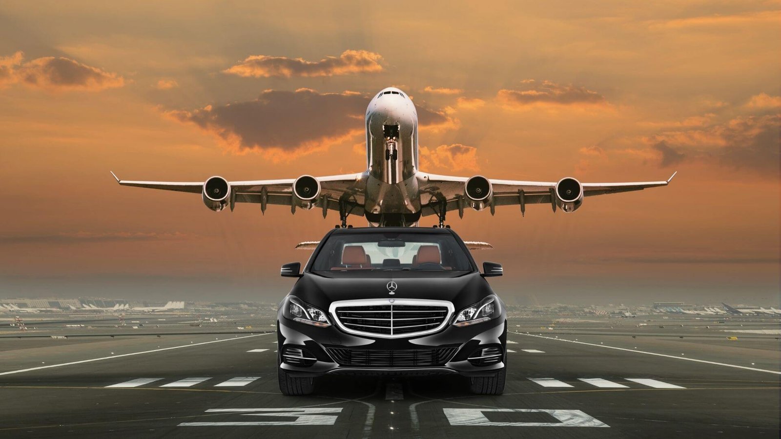 White SUV parked, ready for airport transfer