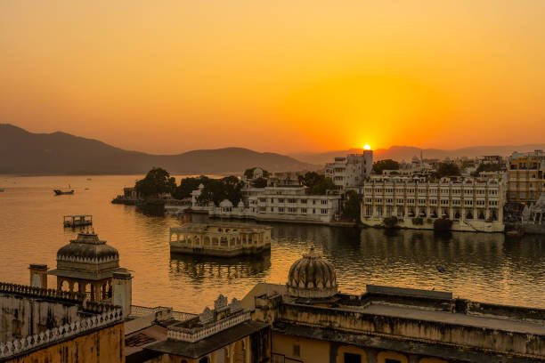 Udaipur illuminated at sunset